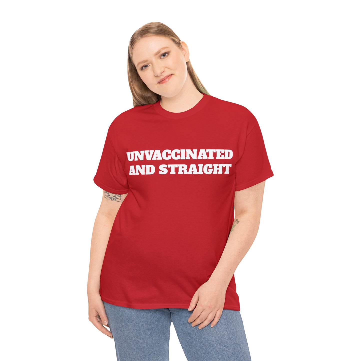 "Unvaccinated and Straight" Unisex Heavy Cotton Tee