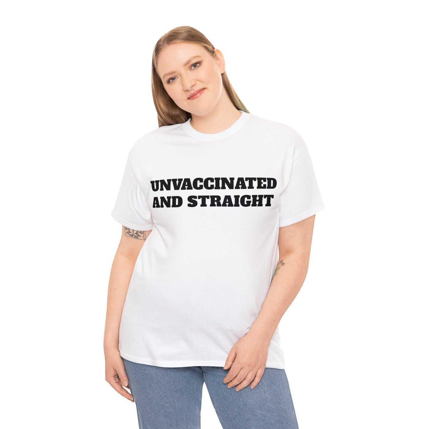 "Unvaccinated and Straight" Unisex Heavy Cotton Tee