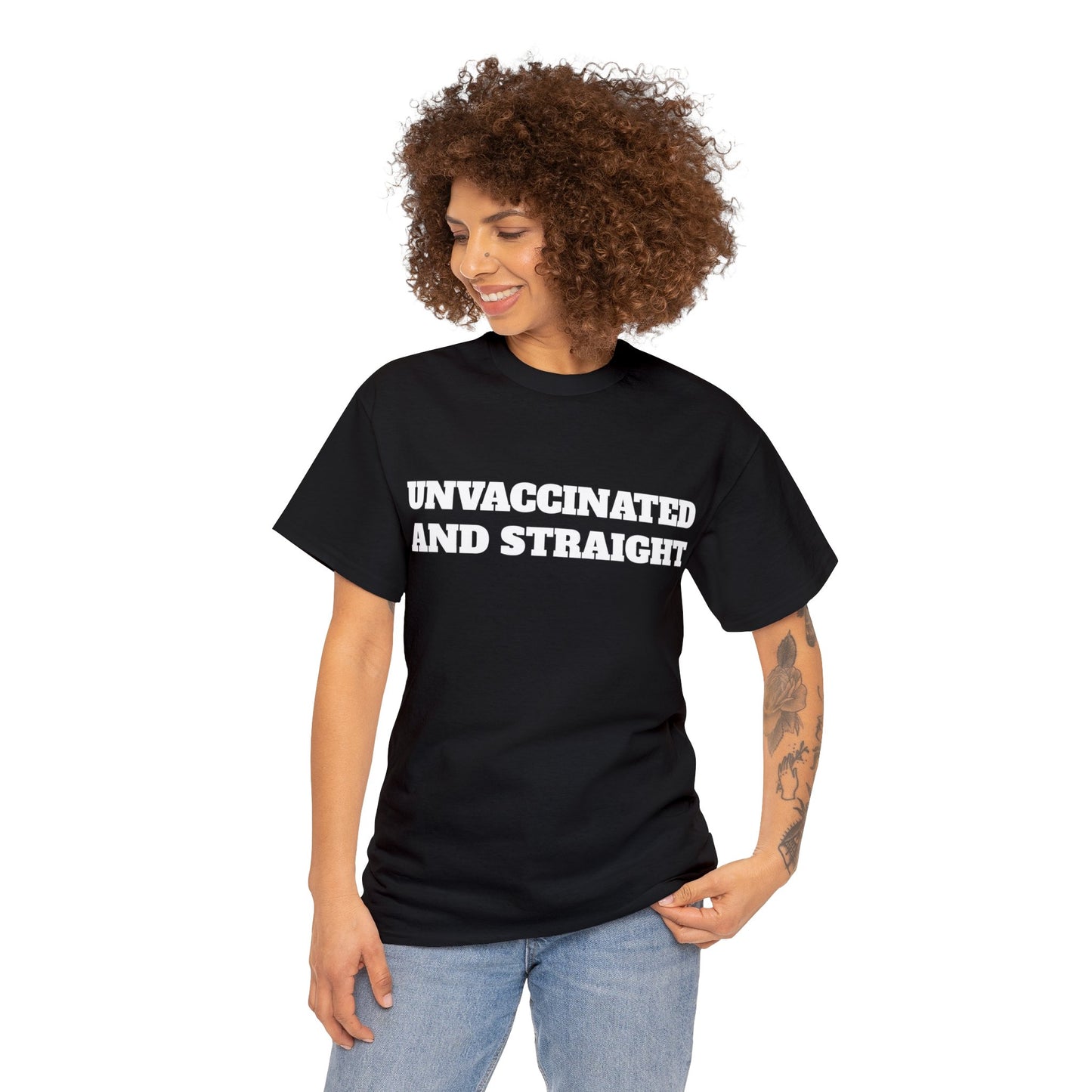 "Unvaccinated and Straight" Unisex Heavy Cotton Tee